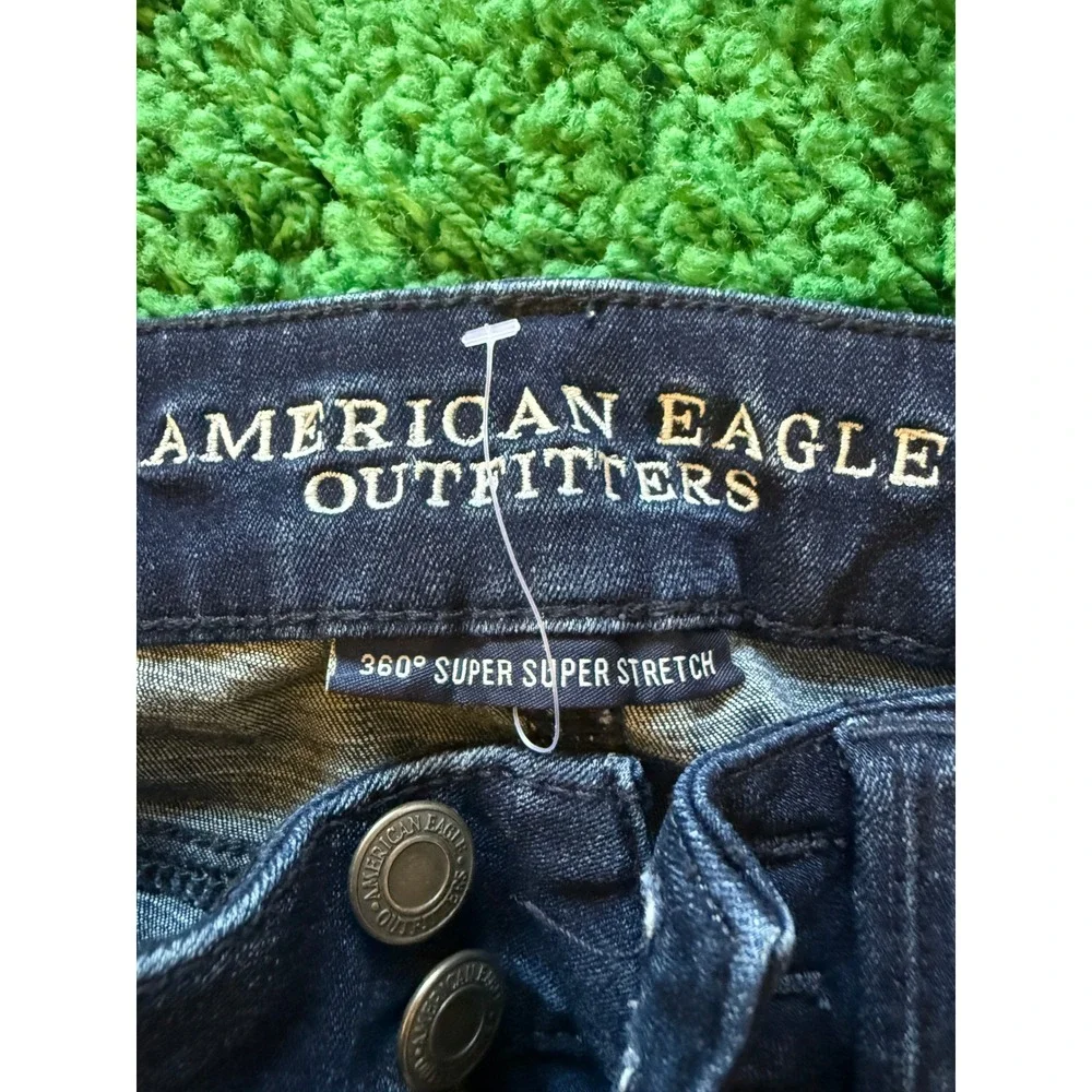 American Eagle Artist Crop Jeans Womens 00 Dark Blue Excellent Distressed Stretc